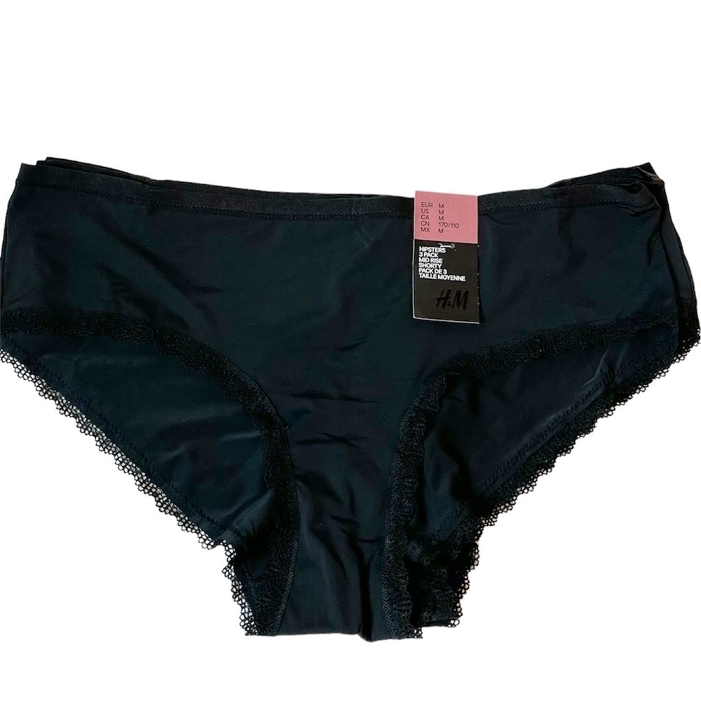 H&M 3-Pack Hipsters Mid Rise in Black